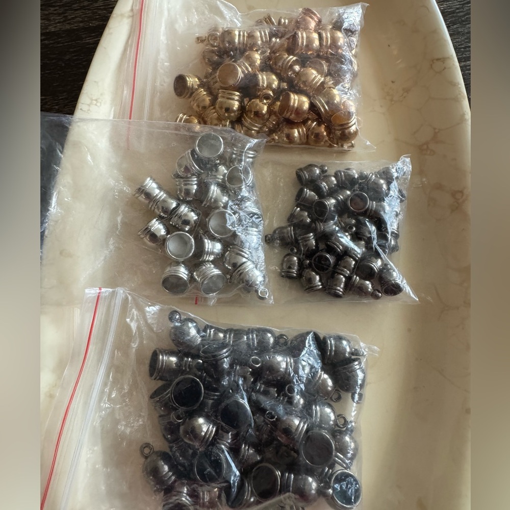 Jewelry Findings - Leather/Cord End Caps - Mixed Metal Finish - 136 Ct.